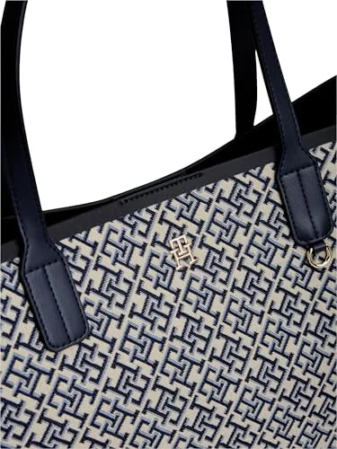 Tommy Hilfiger ▫️ Mala Tote para Mulher Icon Jacquard com padrão monograma, Multicolorida (Blue Mono), Tamanho Único 4