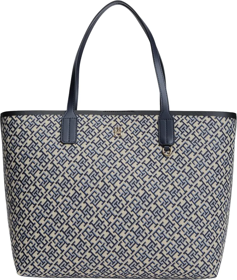 Tommy Hilfiger ▫️ Mala Tote para Mulher Icon Jacquard com padrão monograma, Multicolorida (Blue Mono), Tamanho Único