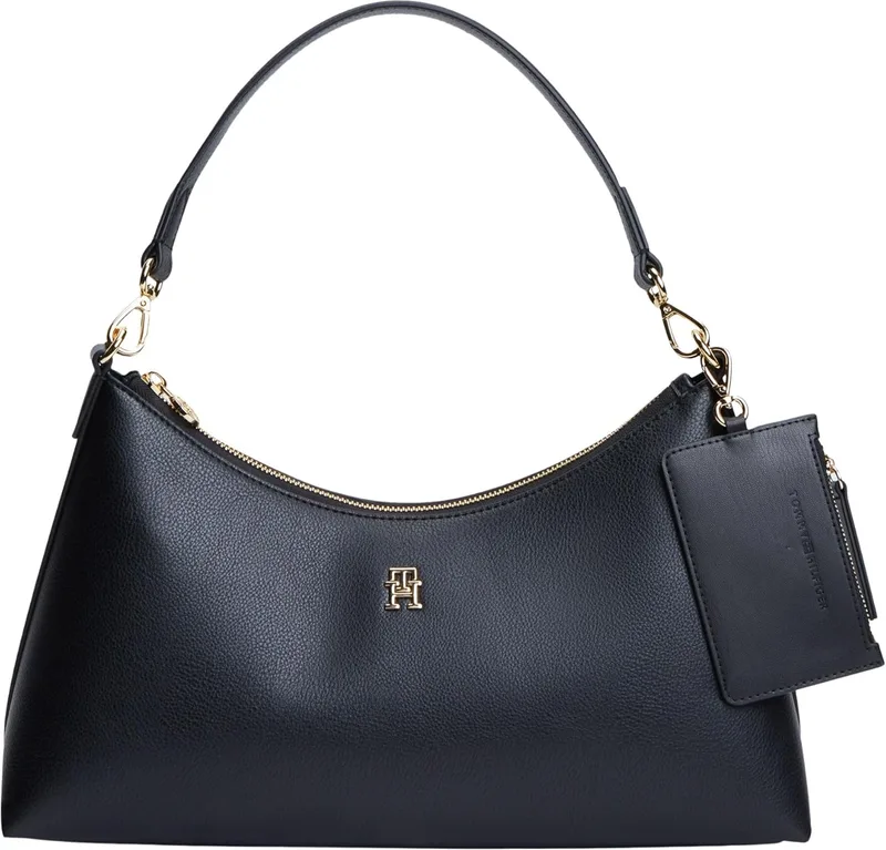 Tommy Hilfiger ▫️ Mala com alça de ombro para mulher Icon com porta-moedas, Preto (Black), Tamanho Único