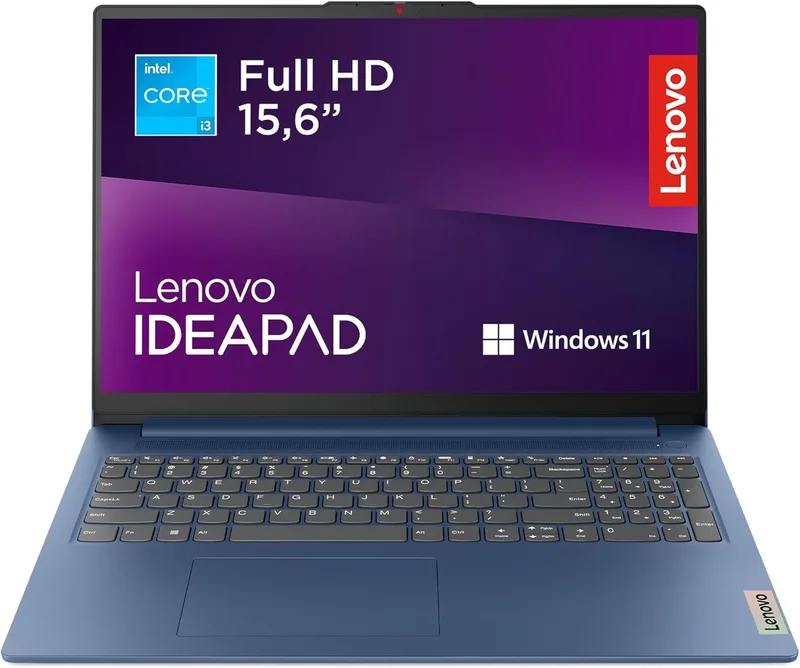 Lenovo ▫️ IdeaPad Slim 3 Gen 8 - Computador portátil FHD de 15,6'' (Intel Core i3-N305, placa gráfica Intel UHD, 8 GB de RAM, 256 GB SSD, Wi-Fi 6, Win 11 Home, versão de avaliação do Office) Teclado QWERTY espanhol - Azul Abismo