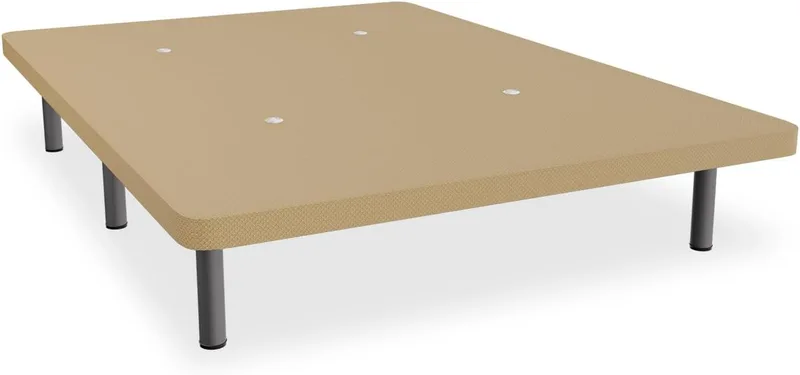 DUÉRMETE ONLINE ▫️ Sleep Online - Base de cama estofada reforçada, estabilidade e resistência com 5 barras transversais e 6 pernas metálicas aparafusadas de 25cm, 150 x 190, Bege