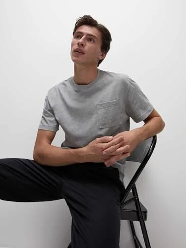 Marks & Spencer ▫️ Camiseta de algodão puro de gramagem média com bolso para homem, corte descontraído 4