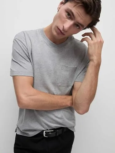 Marks & Spencer ▫️ Camiseta de algodão puro de gramagem média com bolso para homem, corte descontraído 5