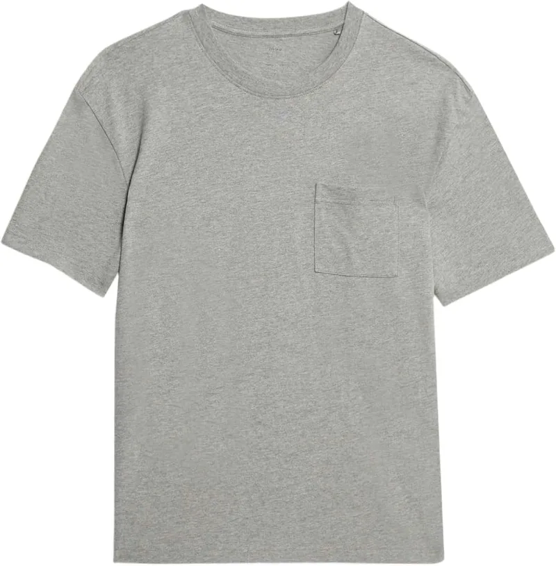 Marks & Spencer ▫️ Camiseta de algodão puro de gramagem média com bolso para homem, corte descontraído