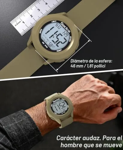 SOCICO ▫️ Relógio Digital para Homem, Resistente à Água até 30M, Desportivo, Cronómetro, Iluminação 2