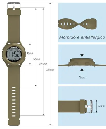 SOCICO ▫️ Relógio Digital para Homem, Resistente à Água até 30M, Desportivo, Cronómetro, Iluminação 3