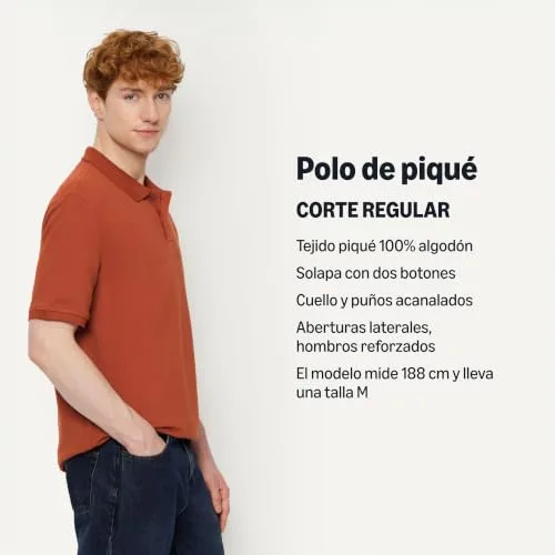 Amazon Essentials ▫️ Polo de algodão piqué, de manga curta e corte normal (disponível em tamanhos grandes) para homem 4