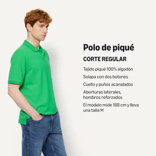 Amazon Essentials ▫️ Polo de algodão piqué de manga curta e corte normal (disponível em tamanhos grandes) para homem 4
