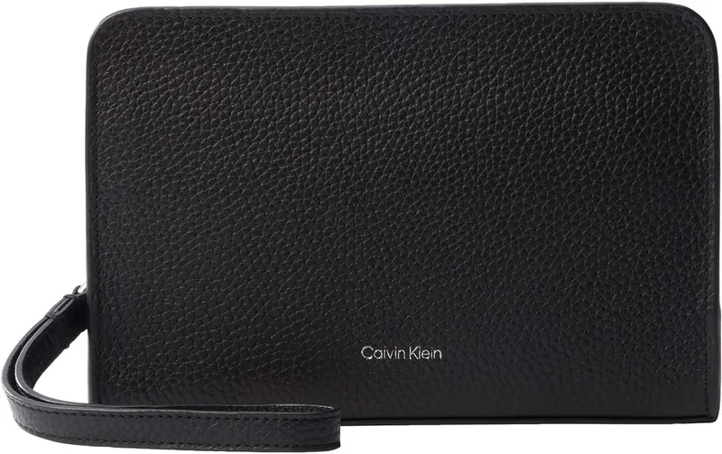 Calvin Klein ▫️ Bolsa de higiene para homem Foil Emboss Pouch com alça de transporte, Preto (Black), Tamanho único