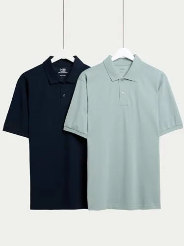 Marks & Spencer ▫️ Camisolas de manga curta Ultimate com elevado teor de algodão para homem, embalagem de 2 unidades, corte normal, com elasticidade 5