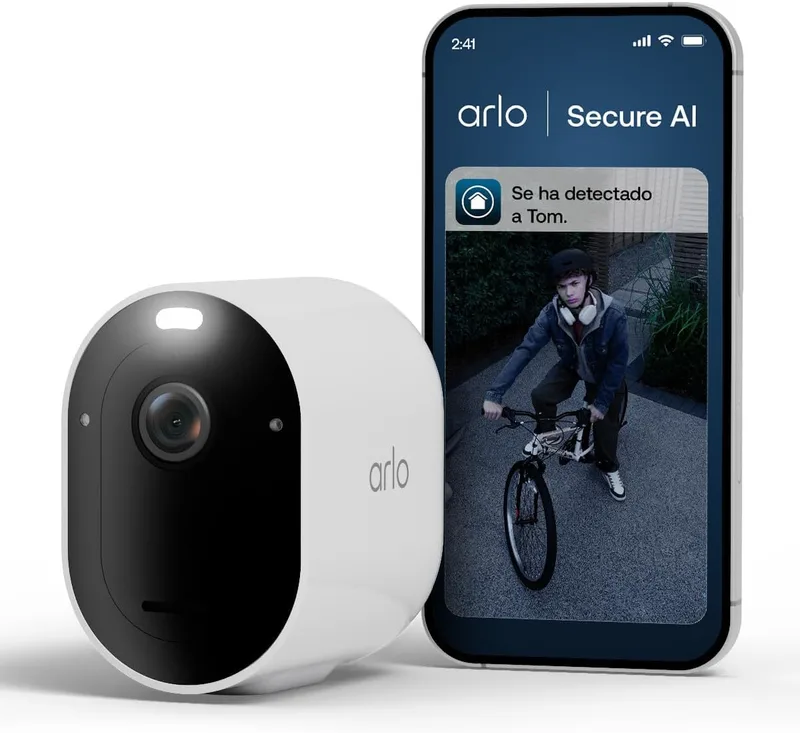 Arlo ▫️ Pro 6, câmara de vigilância exterior HDR WiFi 2K+, reconhecimento e deteção de IA, visão nocturna a cores, áudio bidirecional, funciona com Alexa, teste seguro incluído, 1 câmara