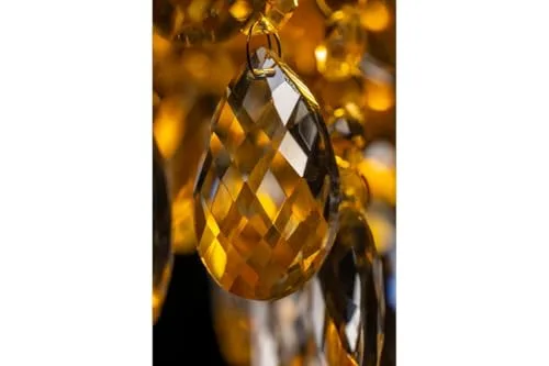 GTV ▫️ Lâmpada suspensa NESTO Ø30 cm – abajur creme com cristais e interior dourado, casquilho E27, IP20, cabo ajustável, uma luz, ideal para o quarto e a sala de estar, iluminação interior glamorosa 2