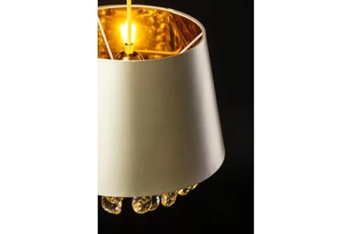 GTV ▫️ Lâmpada suspensa NESTO Ø30 cm – abajur creme com cristais e interior dourado, casquilho E27, IP20, cabo ajustável, uma luz, ideal para o quarto e a sala de estar, iluminação interior glamorosa 4