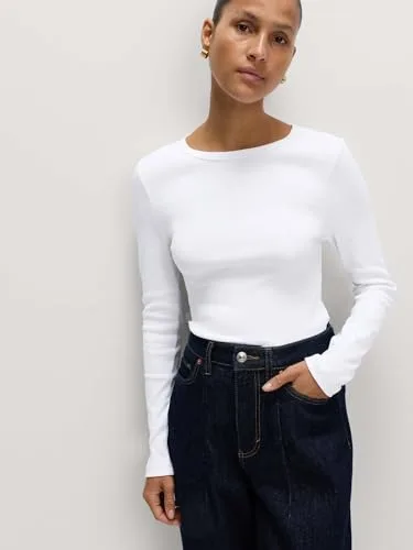 Marks & Spencer ▫️ Top canelado com elevado teor de algodão para mulher, corte justo e elástico 2