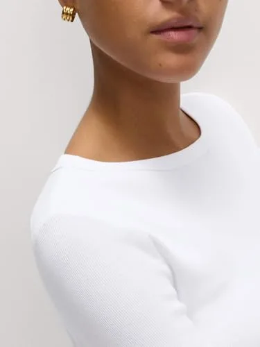 Marks & Spencer ▫️ Top canelado com elevado teor de algodão para mulher, corte justo e elástico 4