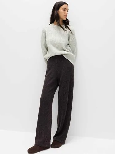 Marks & Spencer ▫️ Calças de ganga de corte largo em veludo felpudo para mulher, com cintura elástica e bolsos 2
