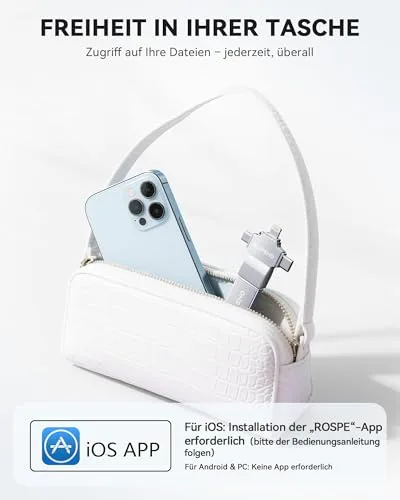 SUDEHO ▫️ Pen USB 4 em 1 com certificação MFi de 128 GB para iPhone, 4 em 1, USB 3.0 de alta velocidade, para iPhone, iPad, Android, PC, Mac, pen de segurança para fotografias, vídeos e música 6