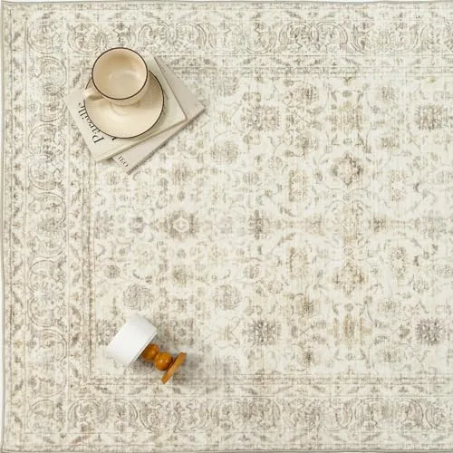 PureCozy ▫️ Tapete de Sala 140x200 cm Bege Lavável Vintage Pêlo Curto 6