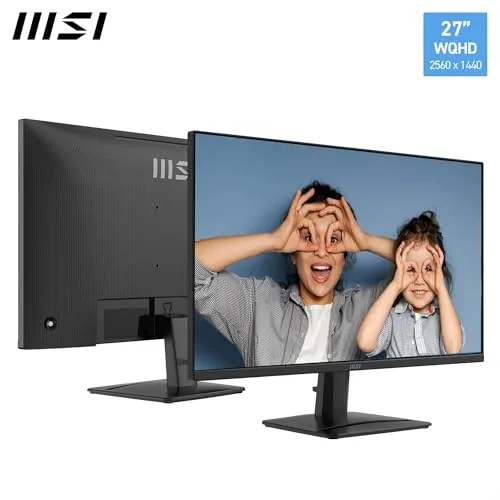 MSI ▫️ Pro MP275QA E14 de 27" WQHD, 2560 x 1440 IPS, 144 Hz, 1 ms, compatível com HDR, Adaptive-Sync, Eye-Care, altifalante integrado, HDMI 2.0b, DP 1.2a, sem moldura, inclinação ajustável, preto 2
