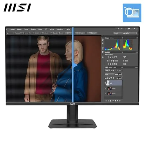 MSI ▫️ Pro MP275QA E14 de 27" WQHD, 2560 x 1440 IPS, 144 Hz, 1 ms, compatível com HDR, Adaptive-Sync, Eye-Care, altifalante integrado, HDMI 2.0b, DP 1.2a, sem moldura, inclinação ajustável, preto 3