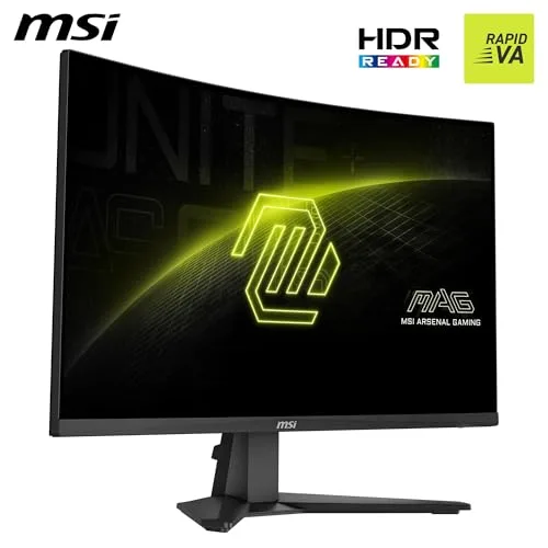 MSI ▫️ mag 276CFA E20 Monitor de jogos de 27" FHD 1500R, 1920 x 1080 Rapid VA, 200 Hz, 0,5 ms, Compatível com HDR, AMD FreeSync™ Premium, Eye-Care, visão IA, HDMI 2.0b, DP 1.2a, sem moldura, Preto 3