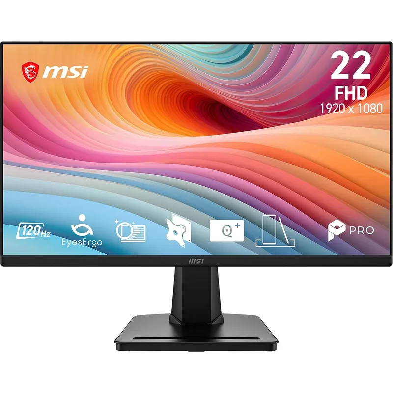 MSI ▫️ Pro MP225A E12VL Monitor de 22" FHD, 1920 x 1080 VA, 144 Hz, 1 ms, Adaptive-Sync, Eye Care, HDMI 1.4b, inclinação ajustável, montagem VESA, preto
