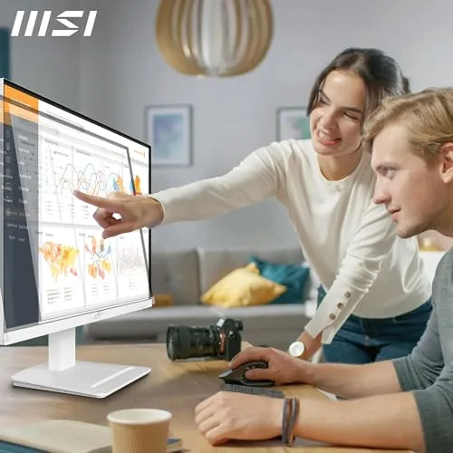 MSI ▫️ Pro MP273WA E14A Monitor profissional de 27" FHD, 1920 x 1080 IPS, 144 Hz, 1 ms, compatível com HDR, Adaptive Sync, Eye Care, HDMI 2.0, DP 1.2a, sem moldura, inclinação ajustável, VESA, branco 4