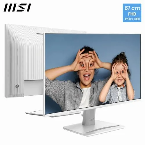 MSI ▫️ Pro MP243WA E14, monitor de 24" FHD, 1920 x 1080 IPS, 144 Hz, 1 ms, Compatível com HDR, Adaptive Sync, Eye Care, altifalante integrado, HDMI 1.4b, DP 1.2a, sem moldura, inclinação ajustável, VESA 2