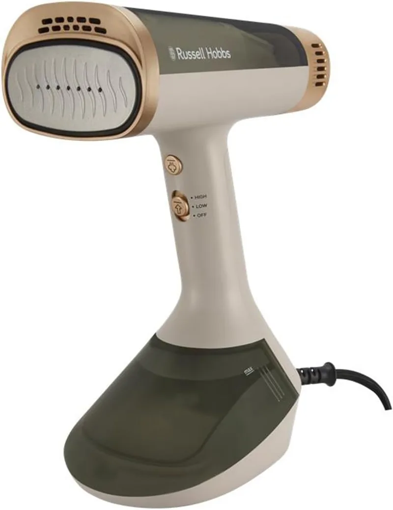 Russell Hobbs ▫️ Ferro de engomar vertical com sucção para tecidos [1500 W, 24 g/min de vapor] (3 configurações de vapor e sucção, depósito de água de 200 ml, aquecimento em 35 s, cerâmica 28551-56)