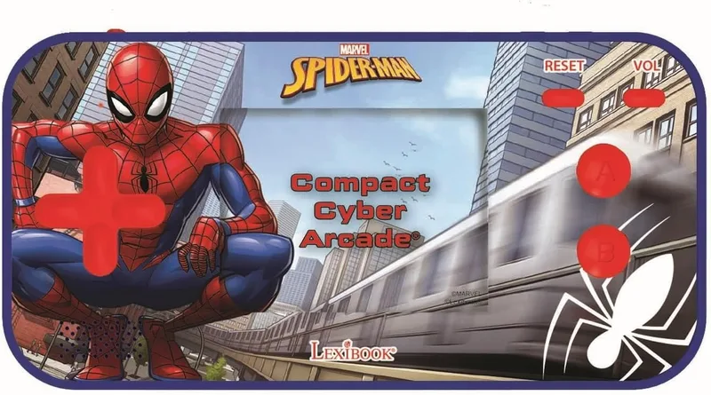 LEXIBOOK ▫️ Consola Cyber Arcade do Homem-Aranha, JL2367SPLXB | 150 jogos, ecrã LCD a cores, funciona a pilhas, azul