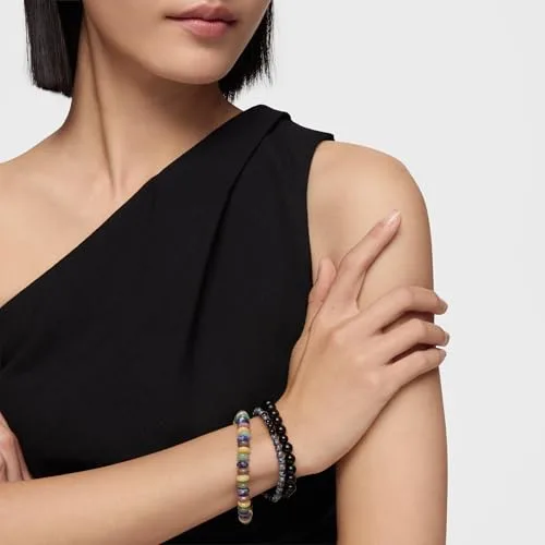 TOUS ▫️ Pulseira elástica cinzenta com motivo de urso em prata de lei para mulher, 16,5 cm de comprimento, coleção Basics 5