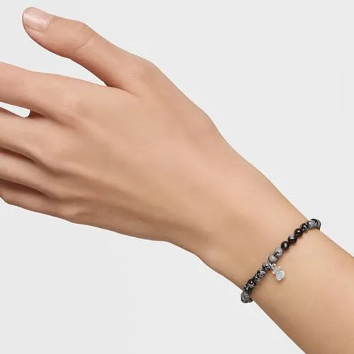TOUS ▫️ Pulseira elástica cinzenta com motivo de urso em prata de lei para mulher, 16,5 cm de comprimento, coleção Basics 6