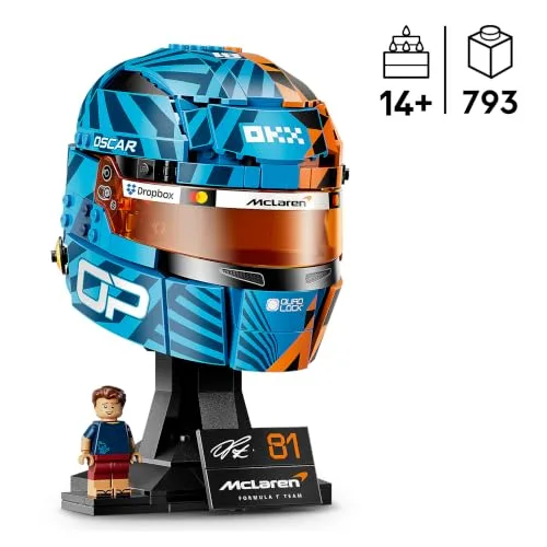 LEGO ▫️ Editions McLaren MasterCard F1 Team: Capacete de Oscar Piastri - Produtos oficiais da Fórmula 1 - Conjunto de modelos com minifigura colecionável - Presente para rapazes a partir dos 14 anos e fãs do automobilismo - 43017 2