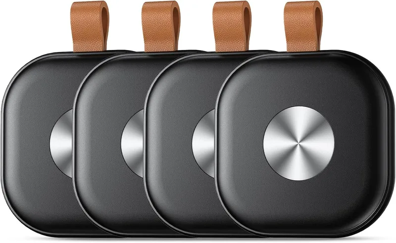 Pakinui ▫️ Smart Tracker Tag 4 Pack, Air Tracker Bluetooth Tag Key Locator Funciona com Apple Search (apenas iOS), Key, Wallet and Luggage Finder, Bateria Substituível (Preto)