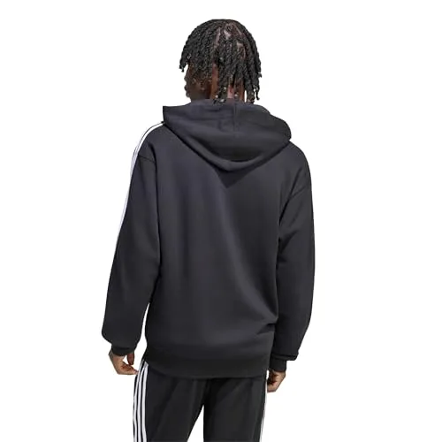 adidas ▫️ Casaco com capuz Essentials 3-Stripes para homem, em felpa e com fecho de correr 2