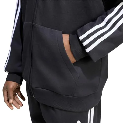 adidas ▫️ Casaco com capuz Essentials 3-Stripes para homem, em felpa e com fecho de correr 5
