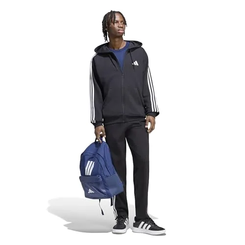 adidas ▫️ Casaco com capuz Essentials 3-Stripes para homem, em felpa e com fecho de correr 6