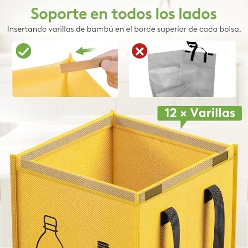 Lifewit ▫️ Cubo do Lixo para Reciclagem, 3 Sacos de Lixo para Reciclagem em Várias Cores 2