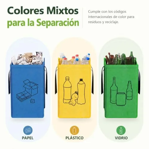 Lifewit ▫️ Cubo do Lixo para Reciclagem, 3 Sacos de Lixo para Reciclagem em Várias Cores 4