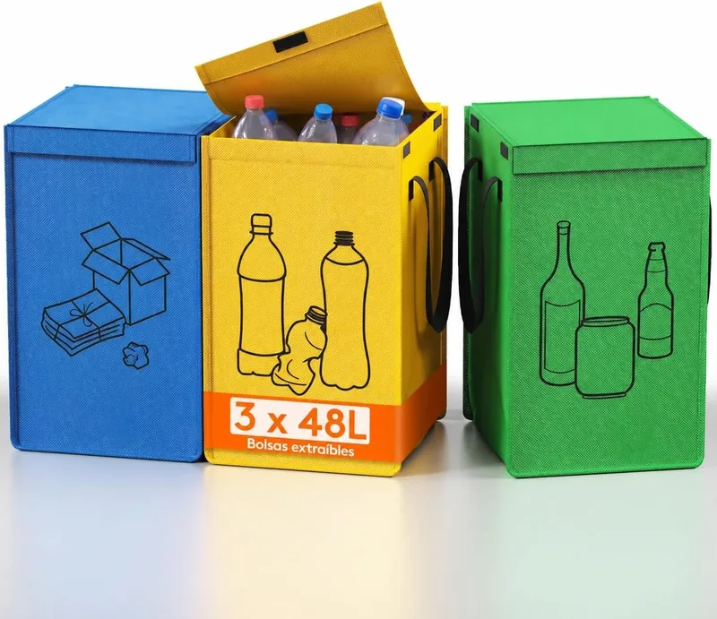 Lifewit ▫️ Cubo do Lixo para Reciclagem, 3 Sacos de Lixo para Reciclagem em Várias Cores