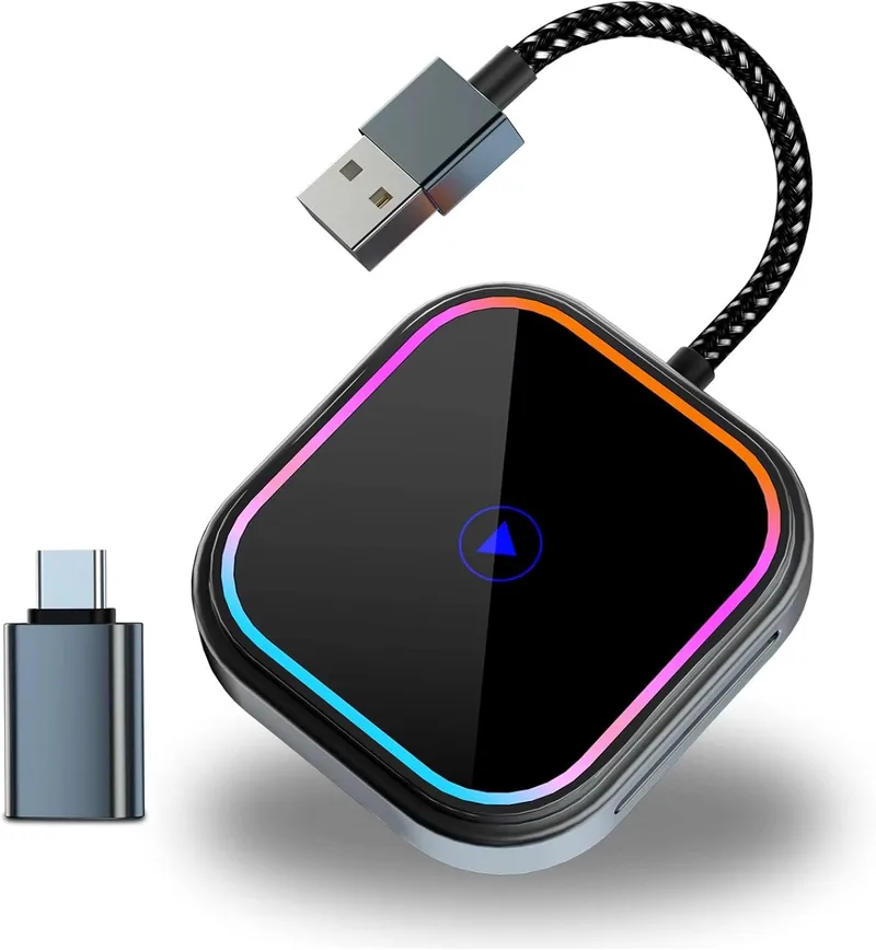 Kubiq ▫️ Adaptador CarPlay sem fios para automóvel, adaptador Android Auto sem fios para automóvel, conversor USB para sem fios com BT 5.2 e WiFi 5G duplo, arranque automático e baixa latência