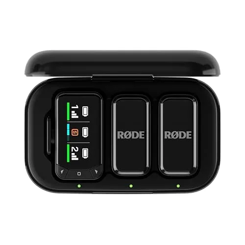RØDE ▫️ Wireless Micro - Kit de microfone sem fios compacto para câmara, dois microfones com recetor para câmara, recetor para smartphone e estojo de carregamento para criação de conteúdos - USB-C, preto 3