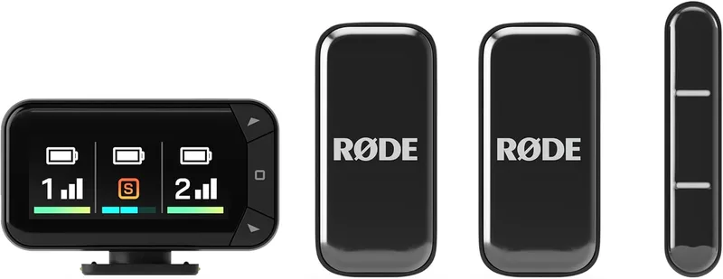 RØDE ▫️ Wireless Micro - Kit de microfone sem fios compacto para câmara, dois microfones com recetor para câmara, recetor para smartphone e estojo de carregamento para criação de conteúdos - USB-C, preto