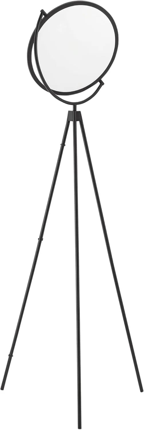 HOMCOM ▫️ Candeeiro de pé moderno com luz LED de 20W Tripé de metal Sombra giratória de metal e interrutor de pé Candeeiro de pé para sala de estar Quarto de estudo 60x60x163 cm Preto