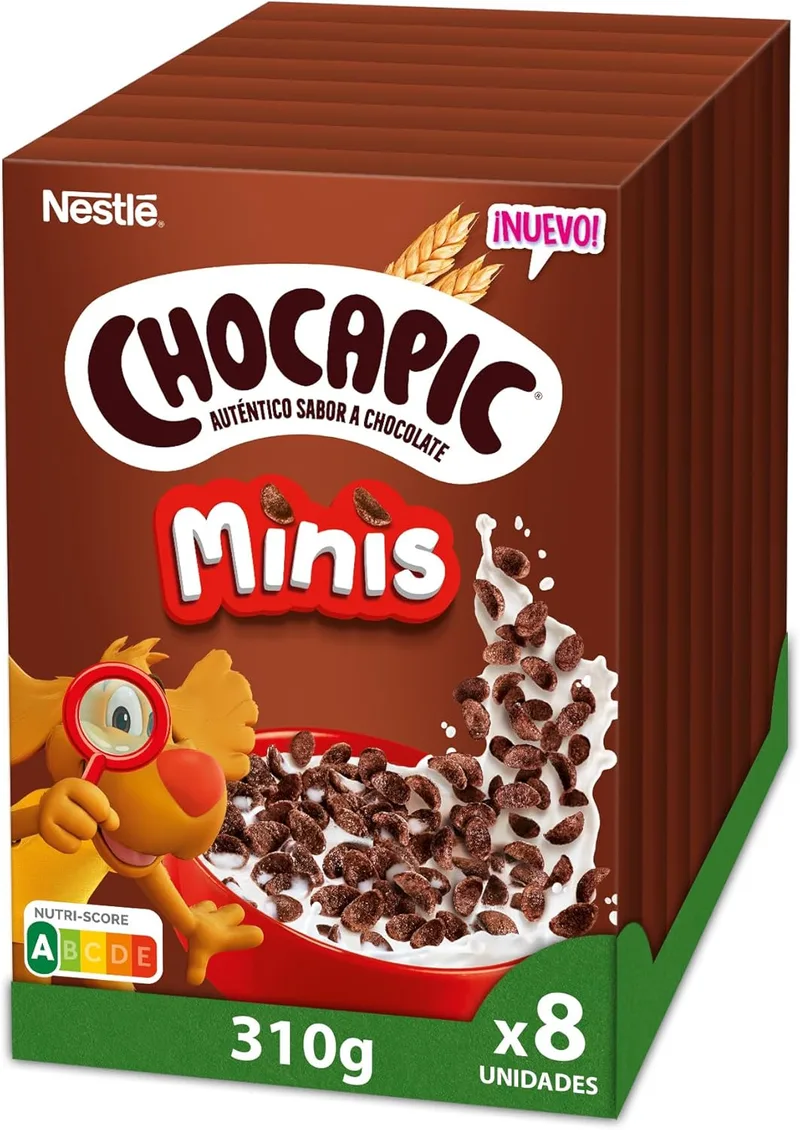 Chocapic ▫️ Cereais Nestlé Minis, cereais integrais com chocolate, 8 embalagens de 310 g