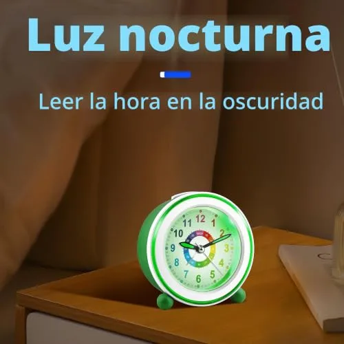 Juboos ▫️ Despertador infantil sem Tic TAC para crianças dos 5 aos 16 anos, com luz 5