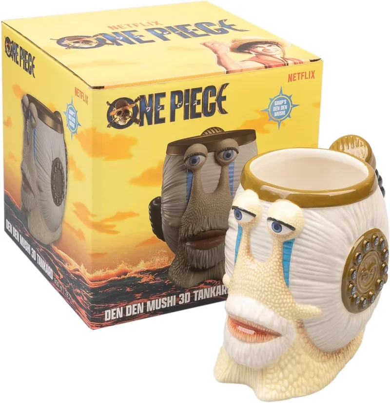 Grupo Erik ▫️ Caneca de cerveja Erik Group One Piece Manga - Caneca One Piece Den Den Mushi Figure | Prendas para fãs de manga e anime | Merchandising oficial | Canecas originais de pequeno-almoço (800ml)