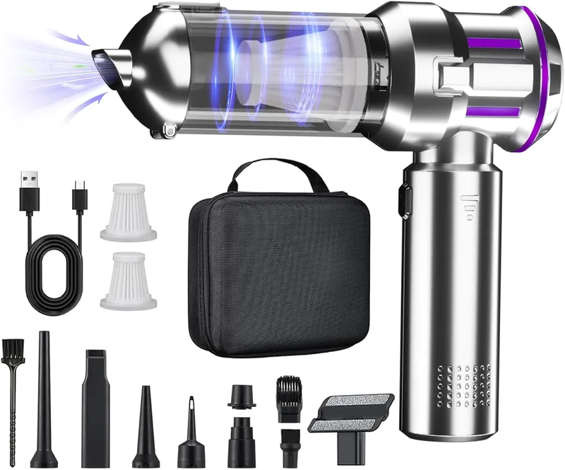 DiliDala ▫️ Aspirador de mão, Aspirador de carro 22000 PA, Aspirador sem fio com motor sem escova, 3 engrenagens, 220000 RPM, Mini aspirador sem fio para sofás e tapetes