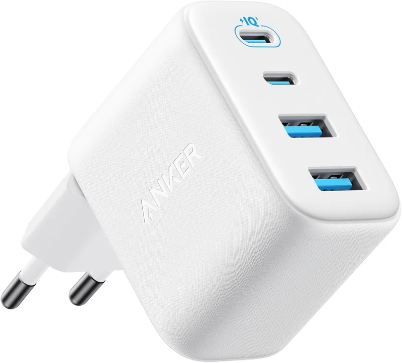 Anker ▫️ Carregador Zolo para iPhone com carregamento rápido GAN de 50 W, adaptador de parede de 4 portas com saída, 2 USB-C e 2 USB-A, compacto, para iPhone 17/16, MacBook, iPad, Galaxy e outros (cabo não incluído)