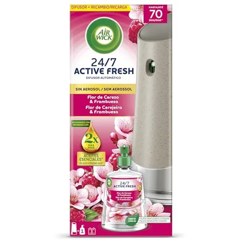 Air Wick ▫️ Active Fresh - aparelho e 4 recargas de ambientador automático com fragrância de flor de cerejeira e framboesa, 280 dias de frescura 2
